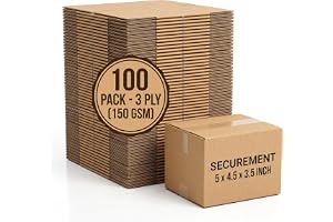 SECUREMENT® Corrugated Brown Boxes for online selling/ecommerce - 3 PLY (150 GSM) - 100 Boxes (5 x 4.5 x 3.5 inch)