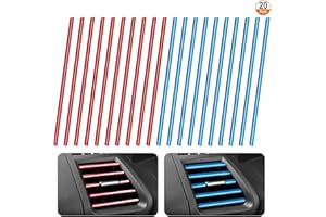 FULUSHOU Car Air Outlet Trim 20 PCS Car Air Vent Decoration Strip Car Air Conditioning Air Outlet Decorative Strip Universal Car Interior Decoration Supplies(Red And Blue)