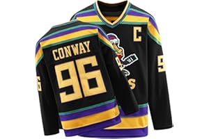 SHAJUNQI Mighty Ducks Jersey,96 Conway Jersey,99 Banks Jersey,Movie Ice Hockey Jersey,Broidery Letters and Numbers Green/White/Black