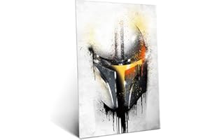 Displate Officiel Star Wars Poster Métallique Fixation Magnétique Licence Officielle Image Affiche de Haute Qualité Mandalorian Graffitti Helmet 32x45cm