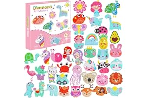 CHYEEH Diamond Painting Kit Enfant, 40 Pièces DIY Peinture Diamant Animaux Autocollant, Kit Mosaïque pour Enfants 6D Autocollants de Diamant Kits, Broderie Diamant pour Enfants et Débutants Adultes