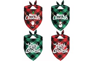 JOTFA 4 Pack Christmas Dog Bandanas, Holida Plaid Dog Puppy Christmas Bandana Scarf Christmas Dog Costume for Small Medium Dogs Pets