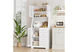 HOCSOK Szafka kuchenna, szafka bufetowa z blatem roboczym, szafka na żywność z 3 drzwiami i 4 szufladami, wysoka szafka do salonu, jadalni, baru, nowoczesny styl