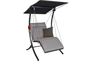 Angerer Freizeitmöbel GmbH Hollywoodschaukel 1-Sitzer Swing Smart - Gartenschaukel Made in Germany - Schaukel zum Sitzen, Liegen und Entspannen - mit Bett-Funktion - einfache Montage (Beige)