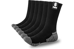 SockWaddles Mens Sports Socks, Cushion Cotton Socks, Wicking Breathable Socks Men Women, Outdoor Anti Blister Crew Hiking Socks for Walking Athletic Work Running Trekking Cycling Trainer Boot 6 Pairs