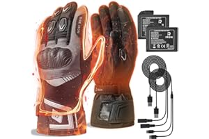 RIDEIRON Gants Chauffants Moto Hiver certifiés CE Niveau 1 KP – Gants électriques Bouts des Doigts, 3 Niveaux + Mode Intelligent, Batterie Rechargeable 7.4V, imperméables, écran Tactile(M-XXL)