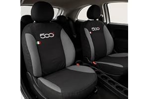 Auto Accessori Lupex | Coprisedili Auto Compatibili con 500X 2014-2023, Set 12 Pezzi, Made in Italy, Tessuto Policotone, Fodere Protezioni Sedili Anteriore e Posteriore (Nero/Grigio Chiaro)