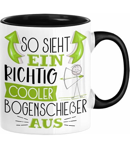 Motiv-Tasse "Bogenschießen Ist Kein Hobby" - 300 Ml, Schwarz/weiß, Spülmaschinenfest