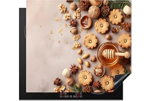 KitchenYeah© Copri Piano Cottura 59x52 cm Cucina Coprifornelli Tappetino per Induzione Fornello Tutto per la Cucina Miele - Biscotti - Calcestruzzo - Autunno