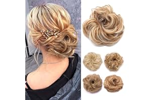 ‎TESS TESS Haarteil Dutt Blond mix Haargummi mit Haaren Gewellt Kleine Haarknoten Hochsteckfrisuren günstig Haarverlängerung Extensions für Frauen 30g Ombre Dunkelblond/Blond