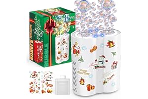 Machine à Bulles de Feux d'artifice, 20000+Bulles/Minute 26 Trous Soufflante à Bulles LED Portable avec 2 Modes de Vitesse, 240ml pour Mariage/Anniversaire/Fête de Noël