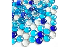 FANTIAN 200 PCS Glass Pebbles for Vases, 0.9 KG Bule Glass Beads Stones for Vase Aquarium Wedding Decoration, Bird Fountain Candle