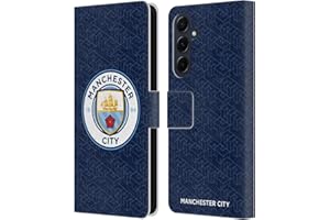 Head Case Designs Officially Licensed Manchester City Man City FC Dark Blue 2 Patterns Leather Wallet Case Compatible With Samsung Galaxy A55 5G
