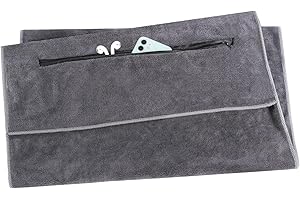Jomdjmskes Asciugamano da palestra in microfibra con tasca zip, asciugamano fitness uomo donna super assorbente ad asciugatura rapida Towel Palestra per palestra, allenamento, campeggio