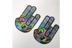 FOLIEN-ZENTRUM 2x Shocker Hand Stickerbomb Hologramm Oilslick Rainbow Flip Flop Schwarz Auto Aufkleber Metallic Effekt Shocker Hand JDM Tuning OEM Dub Decal Stickerbomb Bombing Sticker Illest Dapper Fun Oldschool