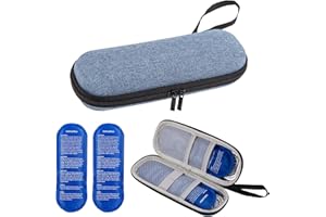 NOGSAY Insulin Kühltasche mit 2 Kühlakku,Klein Diabetes Tasche Kühlbox für Diabetikerutensilien Pen Kalt,Isoliert Medikamententasche Diabetische Kühler Medikamente Spritzstift Spritzen Case Reise (Blau)