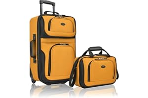 U.S. Traveler Rio - Juego de Equipaje de Mano expandible de Tela Resistente, Mostaza, Talla única, Juego de Equipaje de Mano Extensible de Tela Resistente Rio