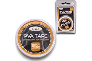 LIDSTERS FISHING SUPPLIES NGT PVA TAPE 50M Quick Dissolving Carp Fishing spool of PVA String Non Residue