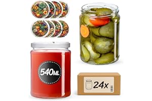 KADAX Set med 24 konserveringsburkar 540 ml TO82, fallburkar masonburk med skruvlock, lufttäta twist-off glas, meal prep, öve