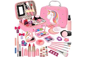 Flybay Children's Make-Up Set Girls, Washable Make-Up Children's Vanity Case Girls Toy Children's Make Up Set Birthdays Christmas Gifts for Girls 4 5 6 7 8 9 10 Years