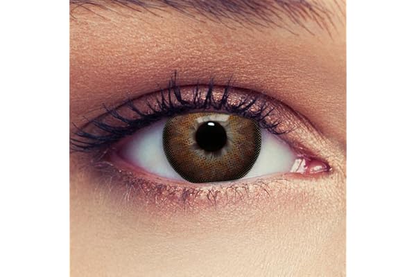 Designlenses, lentilles de couleur foncé naturel sans correction, 1 paire (2 pcs), pour un look naturel, trois mois d'utilisation + étui à lentilles "Dimension“ (Noisette)