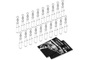 AMZfishing 20x Émerillons de pêche avec Fast-Lock | Agrafe émerillon pêche | Assortiment d'émerillons | Set d'émerillons | Émerillons de pêche | Émerillons pêche | Kit d'émerillons de pêche (20, 10)