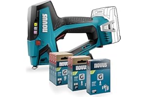 ‎NOVUS TOOLS NOVUS TOOLS Battery Stapler J-551 Set with 9,800 Staples │ For Flat Wire Staples 6-14 mm and Nails 16 mm │ Compatible with 18 V Li-Ion CAS Battery │ Without Battery and Charger │ Professional Stapler
