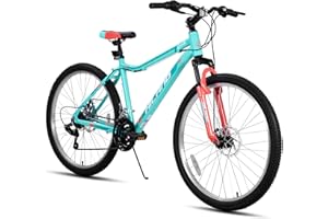 HH HILAND HILAND 26 Inch Ladies Mountain Bike, Aluminium Frame 18 Speed MTB for Women, Ladies and Girls Mountain Bike with Double Disc Brakes and Suspension Fork, Mint Green/Purple