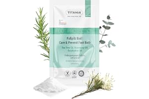 TITANIA fotbadsalt med teeträdolja för hygienisk fotvård 40 g | Uppfriskande fotbad med teeträdolja, rosmarin och eukalyptus