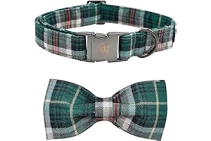Elegant little tail Hundehalsband mit Schleife - Weihnachten Kariertes Hundehalsband Schleife Junge Mädchen Hund Fliege Verstellbares Hundehalsband für kleine mittelgroße Hunde