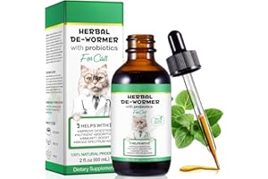 BIBONSE Wurm-kur Katze Tropfen 60ml, Kräuterentwurmer mit Probitika, Wurm-kur für Katzen, Fördert Die Darmgesundheit, Immunitätsschub, Anti-Parasiten, Natürliche Katzenwurmer Tropfen, Geeignet für alle Katzen