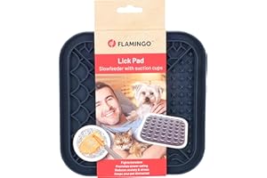 Flamingo Tapis à lécher XXL Tolo - Chien et Chats - carré 20x20cm - Ventouses antidérapentes pour la Fixation au Sol - Peut être utilisé pour Aliments humides, pâte à friandises, friandises