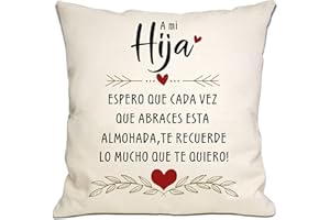 Bommex Regalo de Hija de Mama Papa Espero Que Cada Vez Que abraces Este cojin te recuerde Cuanto te Quiero Funda de Cojin Regalo de Hija para Cumpleaños Graduacion Navidad(Hija)