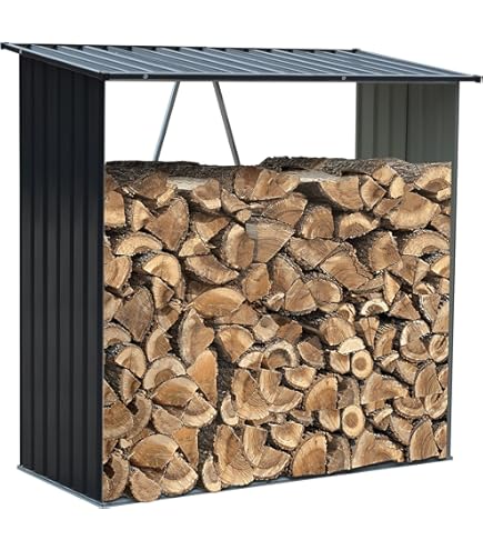 Scaffale Per Legna Da Ardere Quick Star XXL - 185x70x185 Cm, Capacità 2.3 M³, Con Tetto - Foto 12