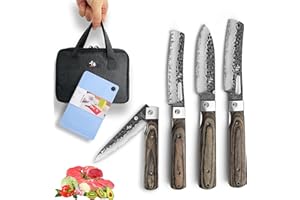 SENBON 440 Geschmiedetes Edelstahl Tragbares Küchenmesser Faltbares Kochmesser Obst Messer 4-Pack farbiger Holzgriff