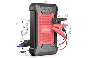 YABER Booster Batterie, 1200A 12000mAh IP66 Étanche Booster de Batterie Voiture Moto (Jusqu'à 7,0L de Essence 5,5L Diesel) Robuste Jump Starter avec USB et Lamp LED, Kit Pinces Crocodiles