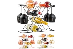‎GUSTO NOSTRO Gusto Nostro Kleines Weinregal Schwarz Metall mit Weinglashalter - Weinflaschenhalter für 8 Flaschen & 4 Gläser - Weinregal Klein - Modernes Weinflaschenregal Stehend, Flaschenregal Metall Wine Rack