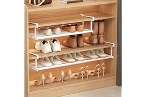 ViWaVee Support Rangement Chaussures Extensible 40-70cm, Organisateur de Placard et Meuble Ajustable, Gain de Place pour Rangement Chaussure Entrée, Penderie Vêtements - Blanc 1
