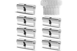 GERCAR 7 cilindros de cerradura con cierre uniforme, 7 cilindros de perfil 35/35, incluye 35 llaves, 70 mm, cerradura de doble cilindro, juego de 7 unidades, longitud: 70 mm, A: 35 B: 35