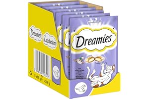 DREAMIES Katzensnacks - 6x60g - mit Ente - Traumhaft knusprige Katzen Leckerlies mit zarter Füllung