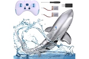 Wyxron Ferngesteuertes Boot, 2,4 GHz RC Boot mit Lichtern und 360° Drehfunktion, Wasserspielzeug für Jungen und Mädchen ab 6 Jahren Indoor-Spielzeug Outdoor-Geschenke (RC Shark)