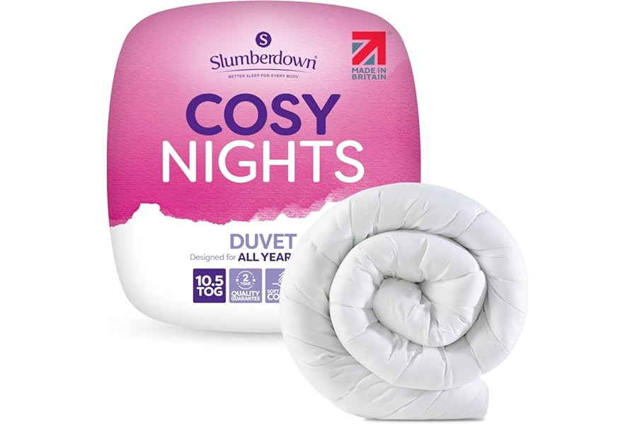 Slumberdown Cosy Nights Double Duvet 10.5 Tog - Breathable & Soft All Year-Round Double Quilt for Summer, Autumn & Winter | UK-Made, Non-Allergenic & Washable (200 x 200cm)