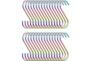 Evanda Metall Regenbogen S-förmige Haken 30er, Edelstahl Haken für hängende Kleiderbügel, Küche Pfanne Topf Halter Rack Haken für Geschirr Tassen Utensilien Kleidung Taschen Handtücher