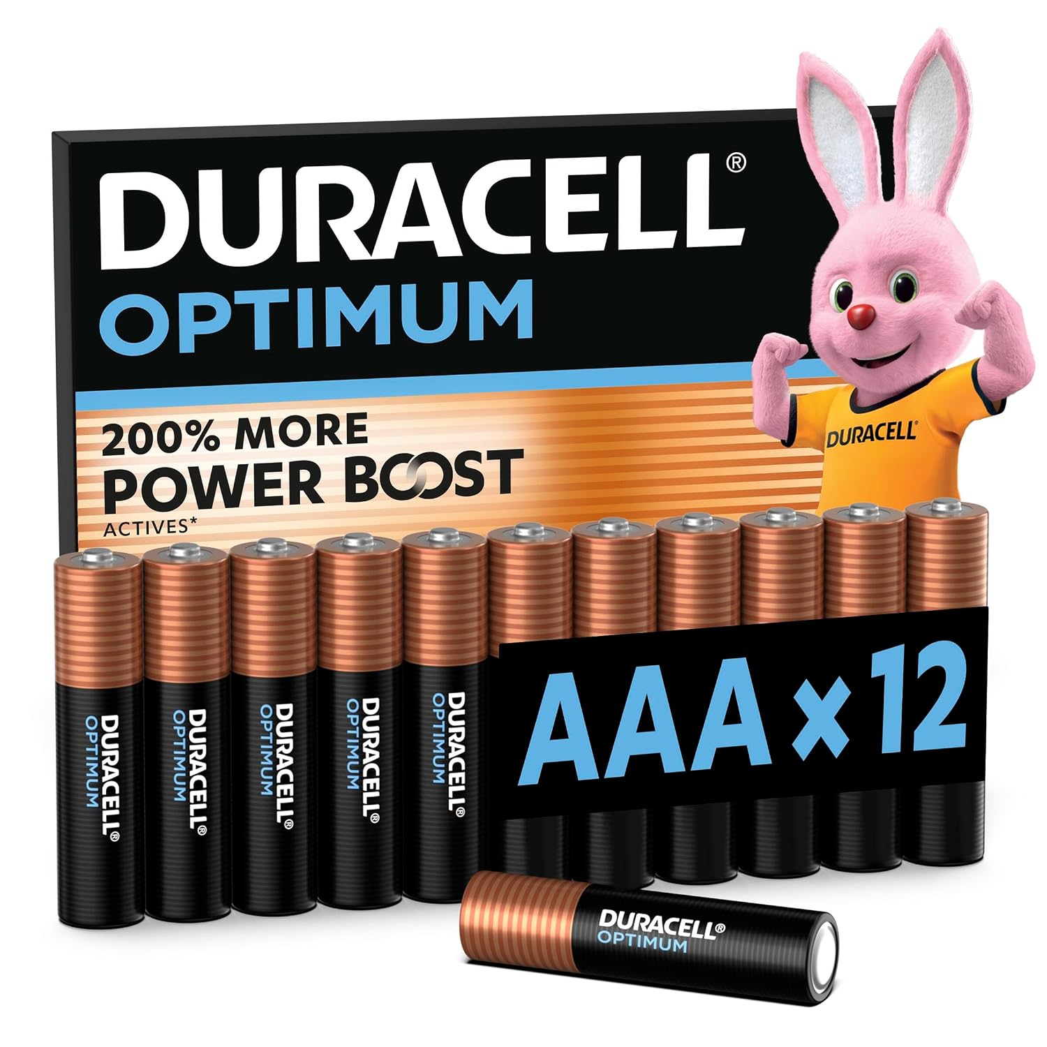 DURACELL Optimum AAA Batterie (Confezione da 12​) – Batterie Alcaline da 1,5 V – 200% Più Attivi Power Boost – Soddisfano le Esigenze dei Dispositivi Moderni – 100% Riciclabili – MX2400