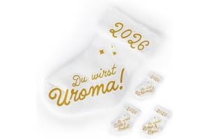 ‎GOLDPRINTZ goldprintz I Du wirst Uroma I Schwangerschaft verkünden 2026 I goldig bedruckte Babysocke I herzliches Geschenk I und Uropa I Oma und Opa I Tante und Onkel I Papa