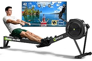 ORISYN Rudergerät für Zuhause mit Luftwiderstand, Rudergeräte mit Bluetooth Boardcomputer, Verstellbarer Tablethalterung, 160KG Gewichtsbelastung