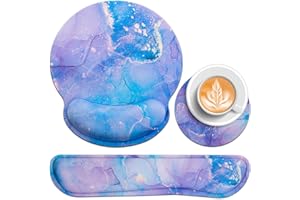 Acezeek 3-in-1 Mouse Mat set, Keyboard Wrist Rest+Mouse Mat Wrist Support+Cup Pad,Keyboard and Mouse Mat with Memory Foam,Pain Relief,Anti-Skid Base,Ergonomics Mousepad for Home,Office,Games