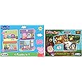 Frank Peppa Pig - 4 in 1 Cartoon Puzzle (9, 12, 18, 24) (2537673),Multicolor&Frank Masha and The Bear Puzzles for 48 to 1200 Months, Multicolour - Kids