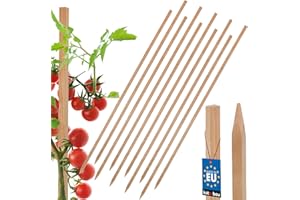 KOTARBAU® Lot de 10 piquets de clôture pour tomates - 150 cm - Poteaux en bois pointus - Support pour plantes - Support de clôture - Tuteurs de plantes pour stabiliser les plantes