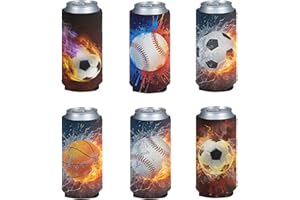 Kuiaobaty Sport Style Can Sleeve Baseball,Football Print Slim Can Cooler Holder Sleeves,Premium Reversible Beer Can Sleeves,for Party Holiday Decorative